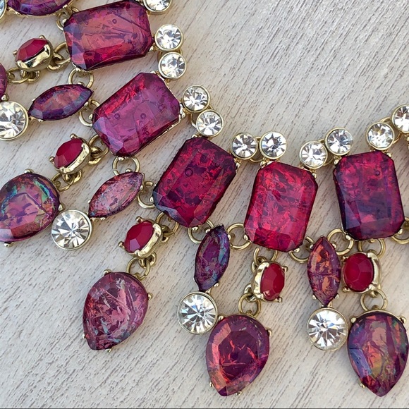 Ruby Red Iridescent Ornate Necklace - Picture 5 of 12